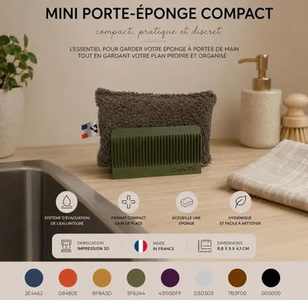 Egouttoirs - Mini porte-éponge compact – Impression 3D Made in France - CRÉA-TH