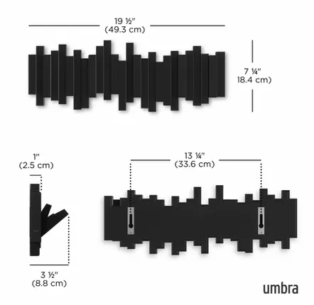 Wardrobe - MULTI HOOK BLACK STICKS - UMBRA