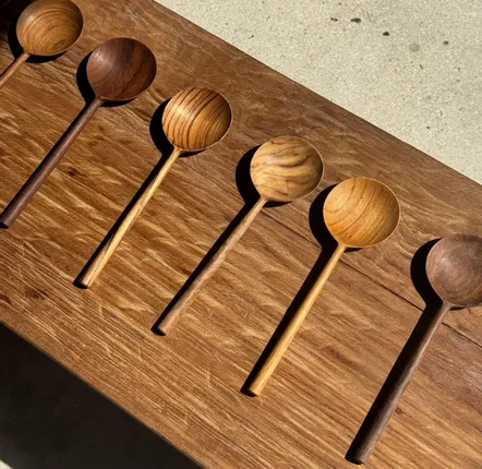 Cutlery set - Round teak spoon, cooking utensil or cutlery L26 D8 - OFFICE OBJETS