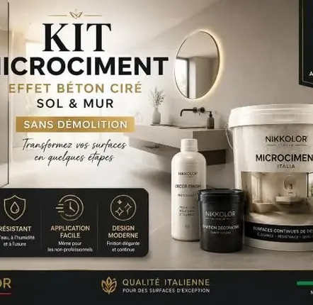 Paints and varnishes - Complete Microcement Kit for 8 m² of Walls and Floors – Crete Grey - NIKKOLOR ITALIA