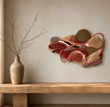 Pièces uniques - Œuvre textile murale contemporaine — PIÈCE UNIQUE — TERRA 3. - ATELIER SAGRADO