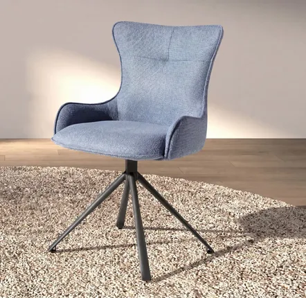 Chairs - Swivel chair in blue fabric - ANGEL CERDÁ