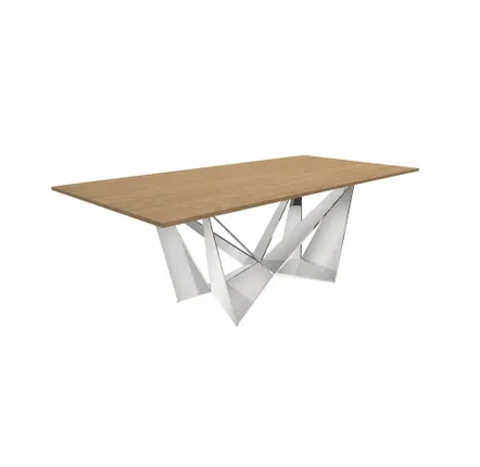 Meubles TV - Table à manger rectangulaire en chêne et acier chromé - ANGEL CERDÁ