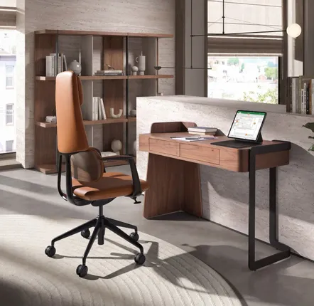 Bureaux - Bureau en noyer et acier époxy noir - ANGEL CERDÁ