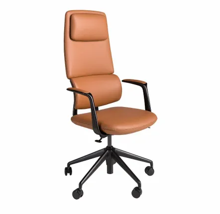 Bureaux - Chaise de bureau pivotante en similicuir marron - ANGEL CERDÁ