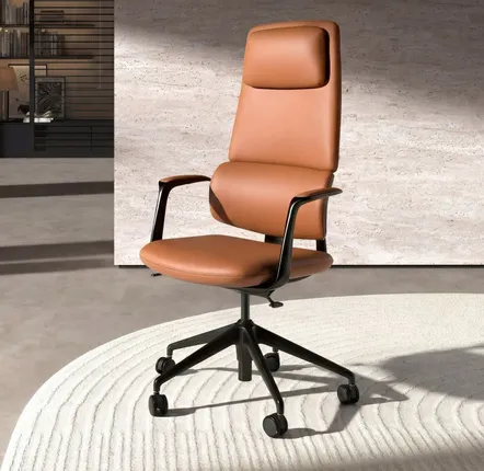 Bureaux - Chaise de bureau pivotante en similicuir marron - ANGEL CERDÁ