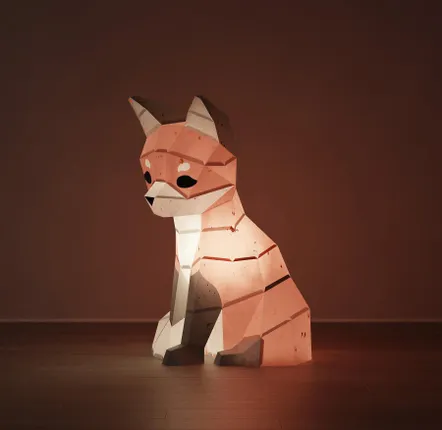 Table lamps - Papercraft 3D DIY kits - Paper fox night light - MOKI MOKI