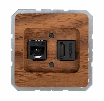Office design and planning - 2 x Modular jack socket - WEMEL WOOD