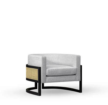 Lounge chairs for hospitalities & contracts - Armchair Julius - Frame Black Oak, Natural Cane, Seat Fabric COM/COL - DUISTT