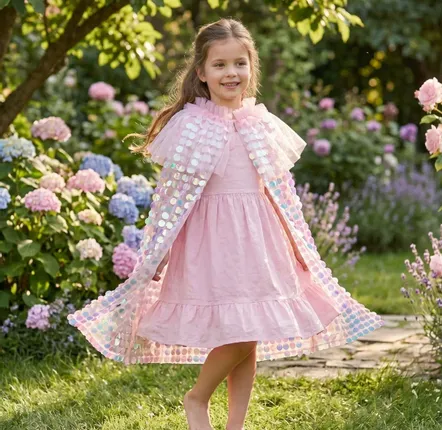 Children's dress-up - Galaxia Pink Sequin Cape TU - Costume - LABAY
