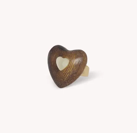 Bijoux - Bague ajustable petit coeur bois - Wild Heart - NATURE BIJOUX