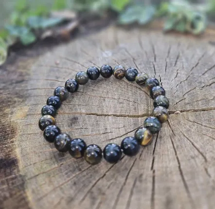 Bracelets - BRACELET EN PIERRE RONDE ŒIL DE FAUÇON - JOLIE JULIE