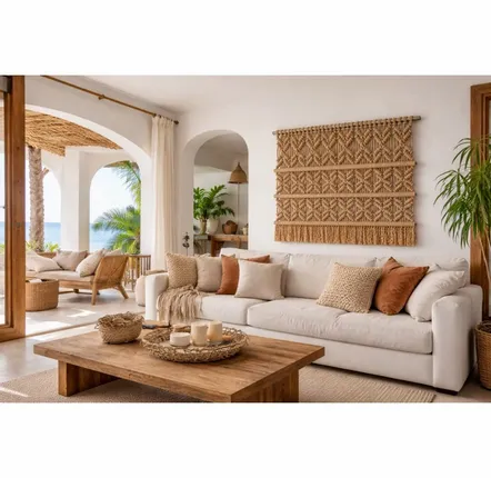 Tapestries - Beige Handcrafted Macramé Wall Hanging - NŒULUXE