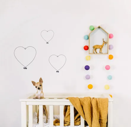 Children's bedrooms - Trio of Variegated Hearts wire wall decoration - BIJOUX DE MUR