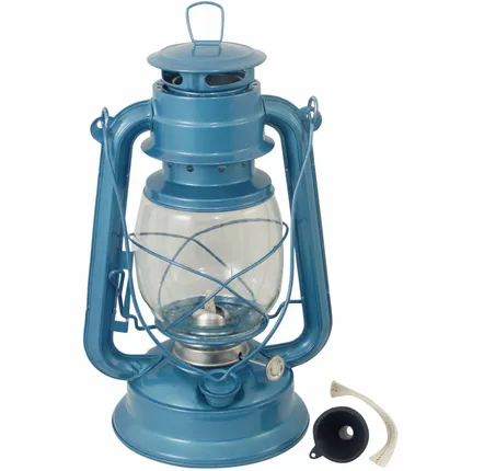 Outdoor table lamps - Blue hurricane lantern, Lantern 10''1/2 - TRADE WINDS
