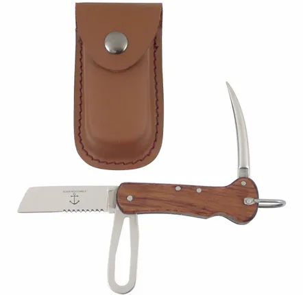 Couteaux - Couteau du marin en bois, pochette cuir - TRADE WINDS