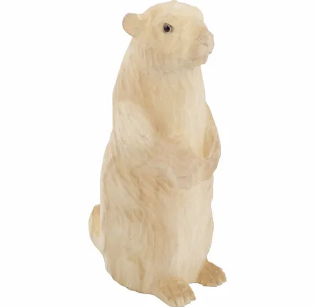 Sculptures, statuettes and miniatures - Natural color wooden marmot, H : 11''4/5 - TRADE WINDS