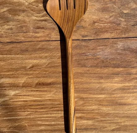 Forks - Salad cutlery or large oval split teak spoon L18 D8.5 - OFFICE OBJETS
