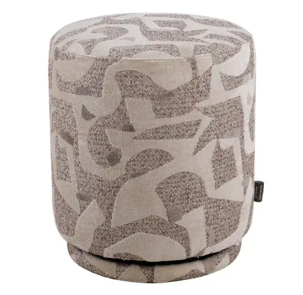 Ottomans - ROUND STOOL 'REGENCY' BROWN/BEIGE - FANCY