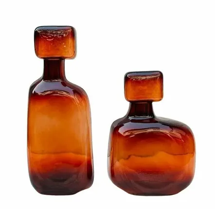 Art glass - PAIR OF ASS.DECORATIVE AMBER GLASS BOTTLE - FANCY