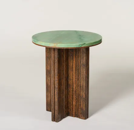 Autres tables  - Table d'appoint en bois et marbre - Alice - ESMERY EBENISTERIE