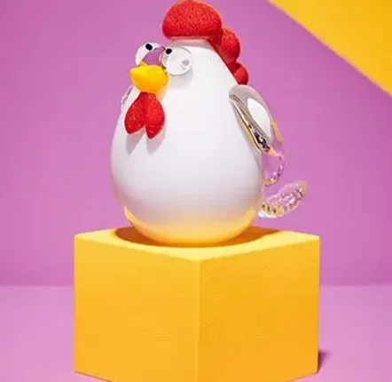Art glass - Chicken - Blown glass sculpture - CAT DESIGNER VERRIER