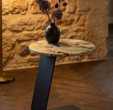 Tables basses - Plateau en quartzite naturelle Ø 400mm - SAGIT