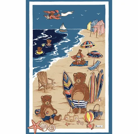 Kitchen linens - Teddy at the beach tea towel - BEAUVILLÉ