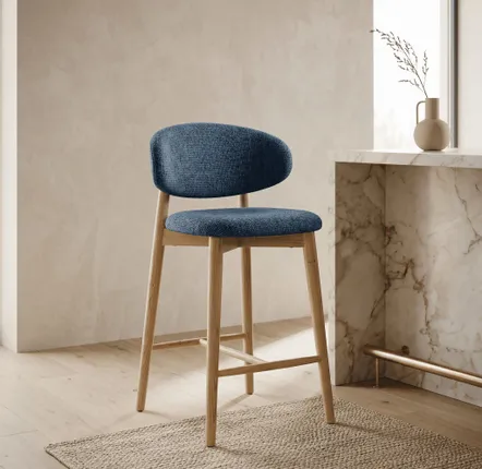 Tabourets - Tabouret Jaspe Naturel & Bleu - EMPREINTE DU TEMPS