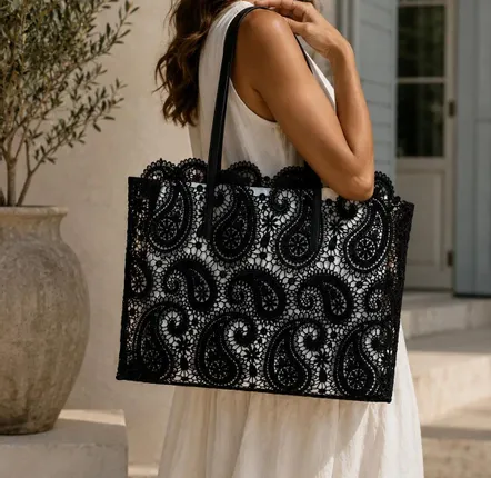 Shopping baskets - Black lace tote - ROLANDE DU DREUILH  LACE JEWEL