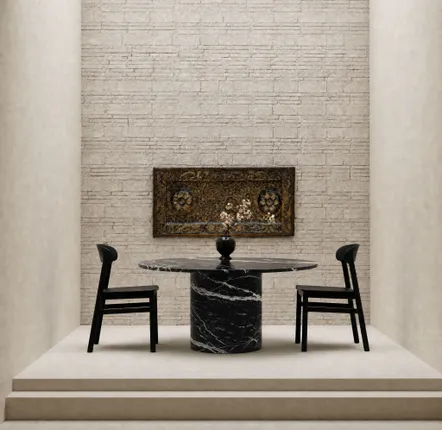 Lawn tables - Dining Tables -120X120X75 cm - Ocel - Marbre Nero Maquina - STONE VALLEY
