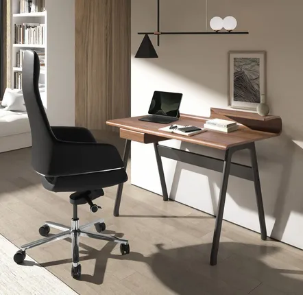 Bureaux - Bureau en noyer et fibre de verre couleur gris foncé métal - ANGEL CERDÁ