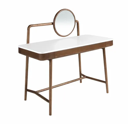 Bureaux - Bureau coiffeuse en noyer avec plateau en bois blanc et miroir - ANGEL CERDÁ