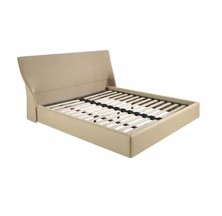 Beds - Brown velvet and cream leatherette bed - ANGEL CERDÁ