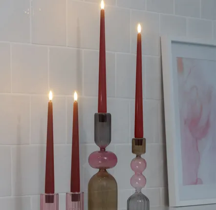 LED modules - Moods & More - Slim Taper Candles - 2 Pack - Cranberry Red - MOODS & MORE