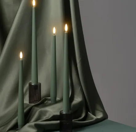 LED modules - Moods & More - Slim Taper Candles - 2 Pack - Moss Green - MOODS & MORE