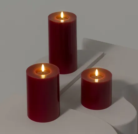 LED modules - Classic Pillar Candle - Cranberry Red - MOODS & MORE