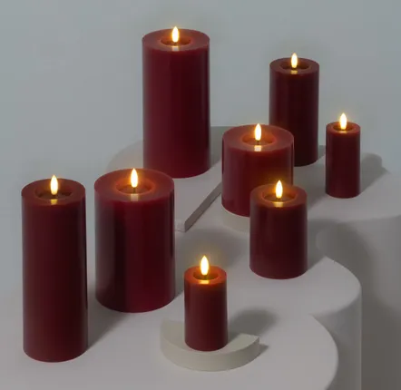 LED modules - Classic Pillar Candle - Cranberry Red - MOODS & MORE