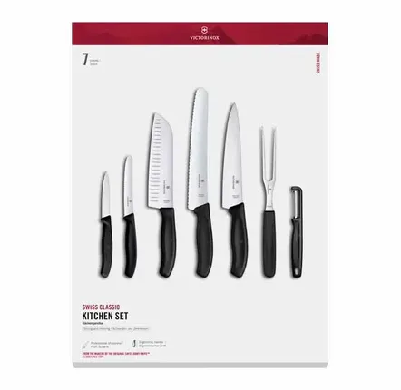 Couteaux - SET DE CUISINE 7 PIECES VICTORINOX SWISSCLASSIC NOIR - VICTORINOX