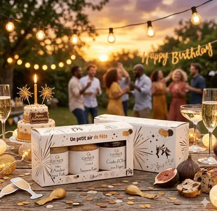 Épicerie fine - COFFRET Un petit air de Fête Délice d'artichauts saveur truffe 80g Crème de saumon fumé 80g Confit d'olives aux figues 100g - CATRICE GOURMET