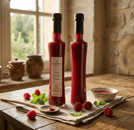 Épicerie fine - Vinaigre pulpe de framboise Bouteille originale 20cl - CATRICE GOURMET