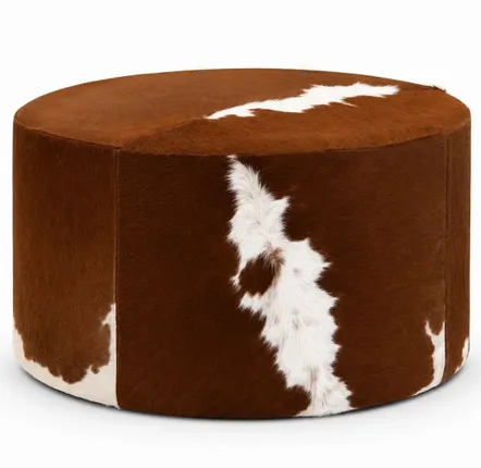 Assises pour bureau - Grand pouf circulaire en peau de vache - ECUIRA
