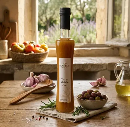Épicerie fine - Vinaigre pulpe d'ail Bouteille originale 20cl Nouveautés 2026 - CATRICE GOURMET