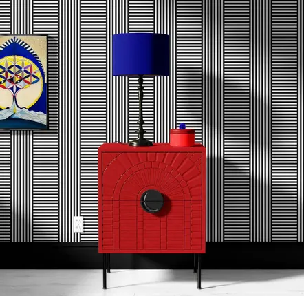 Paintings - Bauhaus Black & White Stripes Wallpaper – Contemporary Geometric Wall - J'ESSENTIA