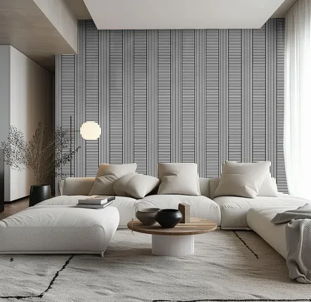 Paintings - Bauhaus Black & White Stripes Wallpaper – Contemporary Geometric Wall - J'ESSENTIA