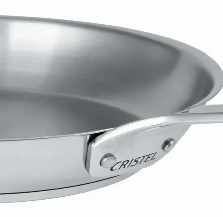 Frying pans - 1826 Brushed Stainless Steel Frying Pan with Polished Fixed Handle - CRISTEL