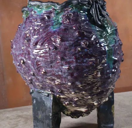 Ceramic - Carved Ceramic Vase on a stand - WOJCIECH DZIENNIAK ART