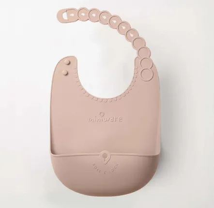 Children's mealtime - Roll & Lock Silicone Bib-Pink Salt - MINIWARE AB