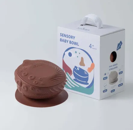 Children's mealtime - Sensory Baby Bowl- Chestnut - MINIWARE AB