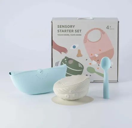 Children's mealtime - Sensory Starter Set - Oat/Aqua - MINIWARE AB